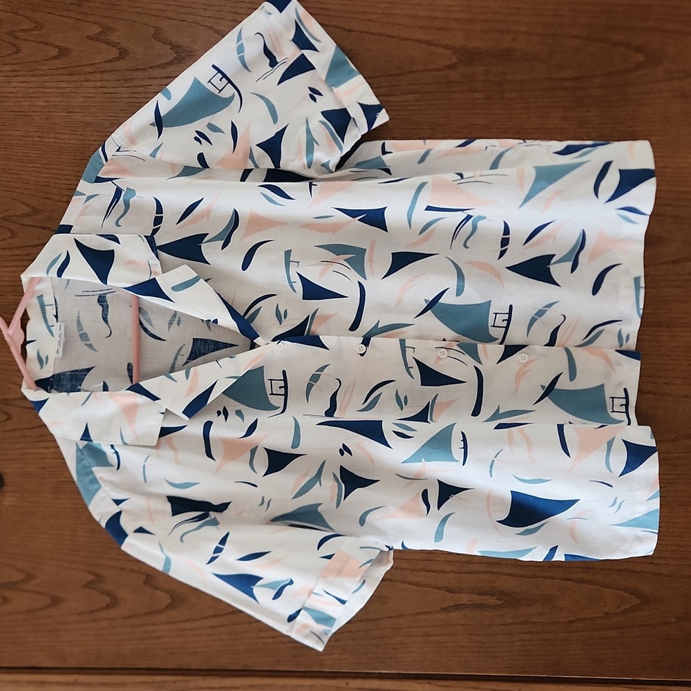 Vintage ILGWU sold by Russ - Misses sailboat shortsleeve blouse Size 16